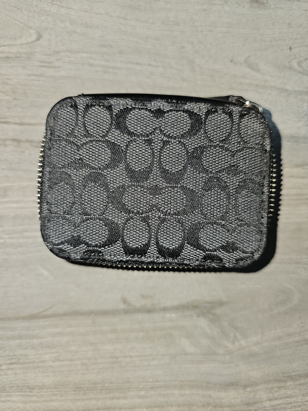 Vinage Coach Black Signature Jacquard Zip Pill Case